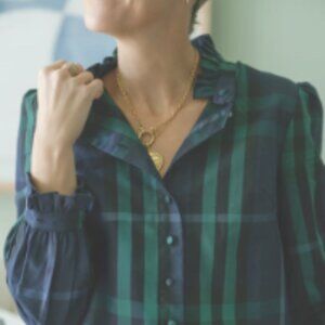 Miller Top in Navy Plaid, NWT, Size Small